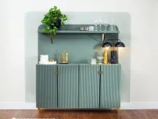 Home Bar With Customized Furniture and Bold Paint
